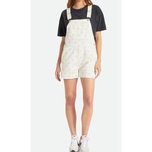 Brixton Womens Christina Crop Overall White‎ Daisy Dot Floral Shortalls XL